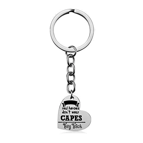 Yellow Chimes Real Heroes Dont Wear Capes They Teach Combo Heart Keychain Pendant with ChainGift for TeachersTeachers Day GiftTeachers Birthday Gift Yellow Chimes Earrings