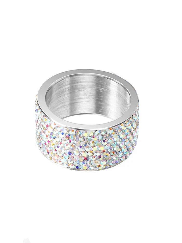 Yellow Chimes Ring For Women Silver Tone Crystal Studded Band Style Elegant Ring For Women and Girls Yellow Chimes Necklaces