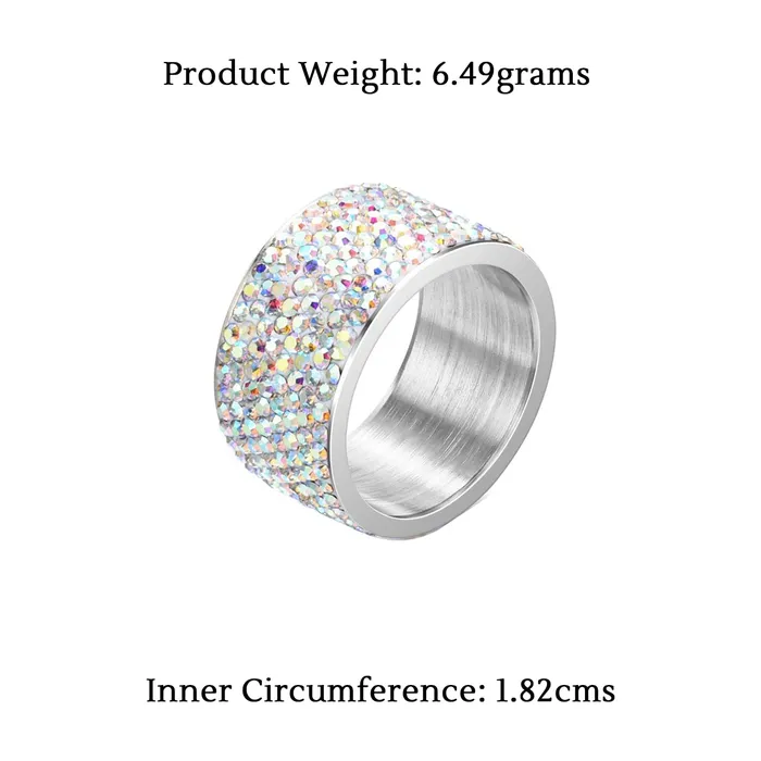 Yellow Chimes Ring For Women Silver Tone Crystal Studded Band Style Elegant Ring For Women and Girls Yellow Chimes Necklaces