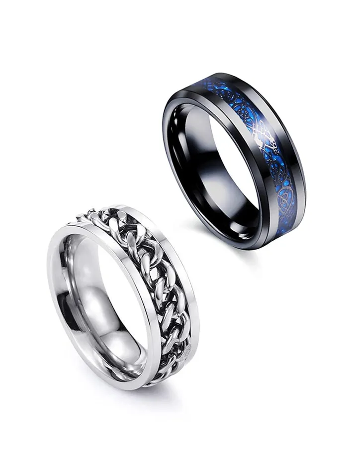 Yellow Chimes Rings for Men 2 Pcs Combo Ring Stainless Steel Rings Draogn Celtic Smooth Finish Rings For Men and Boys 8 Yellow Chimes Rings Yellow Chimes Rings for Men 2 Pcs Combo Ring Stainless Steel Rings Draogn Celtic Smooth Finish Rings For Men and Boys 8 Yellow Chimes Rings