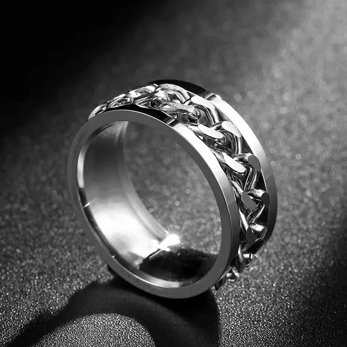 Yellow Chimes Rings for Men 2 Pcs Combo Ring Stainless Steel Rings Draogn Celtic Smooth Finish Rings For Men and Boys 8 Yellow Chimes Rings