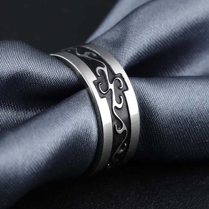 Yellow Chimes Rings for Men 2 PCs Combo Ring Stainless Steel Western Style Tough Dude Chain Band Rings for Men and Boys Yellow Chimes Earrings