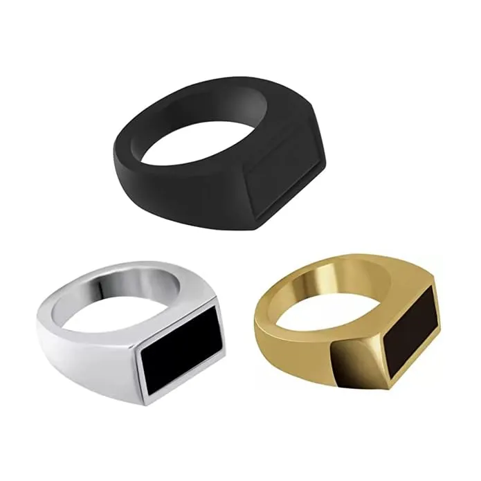Yellow Chimes Rings for Men and Boys Band Ring for Men 3Pcs Combo of Stainless Steel Rings for Men Birthday Gift for Men and Boys Anniversary Gift for Husband Yellow Chimes Earrings
