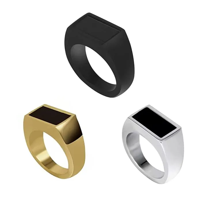 Yellow Chimes Rings for Men and Boys Band Ring for Men 3Pcs Combo of Stainless Steel Rings for Men Birthday Gift for Men and Boys Anniversary Gift for Husband Yellow Chimes Earrings