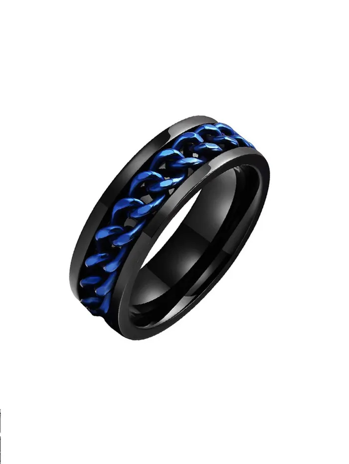 Yellow Chimes Rings for Men Chain Ring Tough Dude Blue Chain Stainless Steel Black Ring for Men and Boys Yellow Chimes Necklaces Yellow Chimes Rings for Men Chain Ring Tough Dude Blue Chain Stainless Steel Black Ring for Men and Boys Yellow Chimes Necklaces