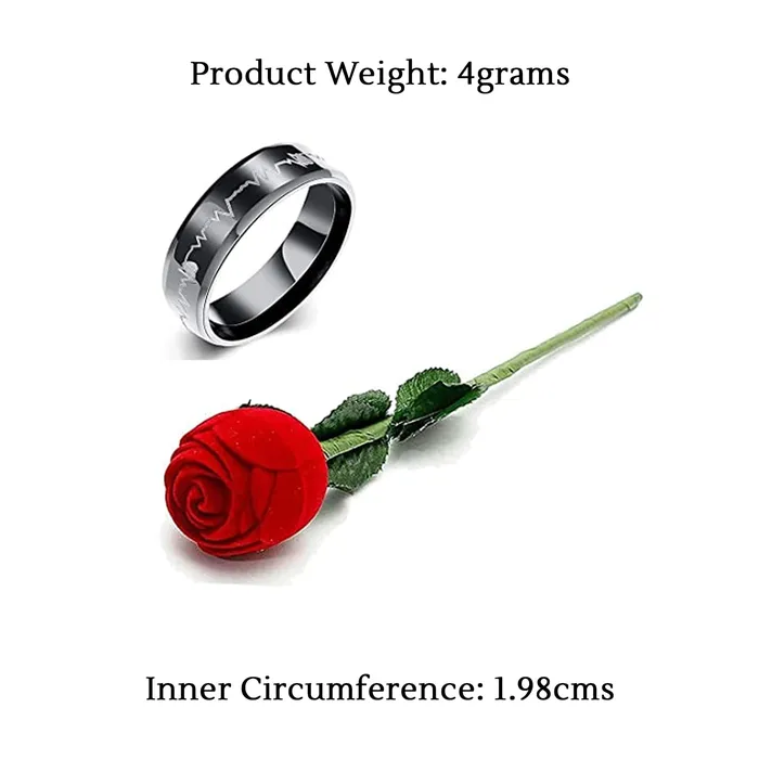 Yellow Chimes Rings for Men Combo of Heartbeat Love Message Stainless Steel Ring in Red Velvet Rose Ring Valentines Gift Box for Boys and Girls Yellow Chimes Rings