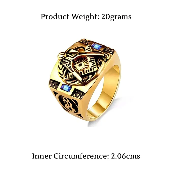 Yellow Chimes Rings for Men Elegant gorgeous Gold plated Blue Stone Stainless Steel Stylish Ring for Men and Boys Yellow Chimes Rings