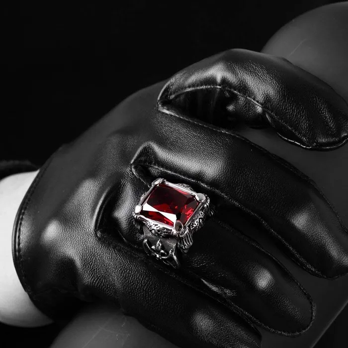 Yellow Chimes Rings For Men Red Square Shaped Stainless Steel Tough Silver Ring For Men And Boys Size 10 Yellow Chimes Necklaces