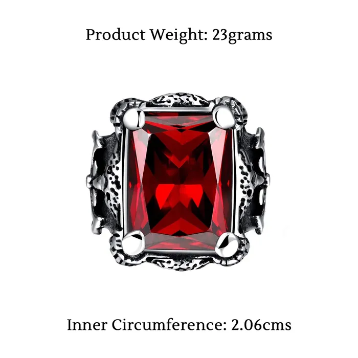 Yellow Chimes Rings For Men Red Square Shaped Stainless Steel Tough Silver Ring For Men And Boys Size 10 Yellow Chimes Necklaces