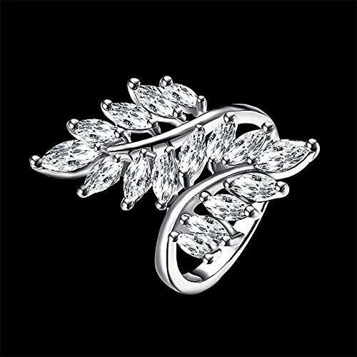 Yellow Chimes Rings for Women Eye catching White Cystal from Swarovski Collection Leaf Designed Alloy Studded Ring for Women and Girls Yellow Chimes Rings