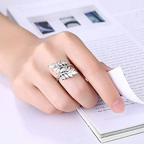 Yellow Chimes Rings for Women Eye catching White Cystal from Swarovski Collection Leaf Designed Alloy Studded Ring for Women and Girls Yellow Chimes Rings