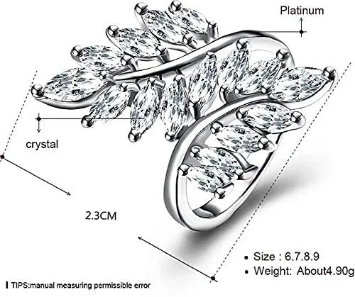 Yellow Chimes Rings for Women Eye catching White Cystal from Swarovski Collection Leaf Designed Alloy Studded Ring for Women and Girls Yellow Chimes Rings