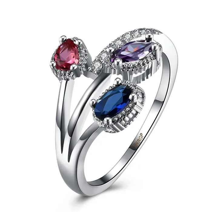 Yellow Chimes Rings for Women Silver toned Crystal Three Leaves Classic Designed Platinum Plated Ring for Women and Girls Yellow Chimes Rings Yellow Chimes Rings for Women Silver toned Crystal Three Leaves Classic Designed Platinum Plated Ring for Women and Girls Yellow Chimes Rings