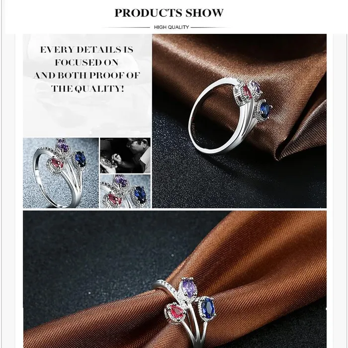 Yellow Chimes Rings for Women Silver toned Crystal Three Leaves Classic Designed Platinum Plated Ring for Women and Girls Yellow Chimes Rings