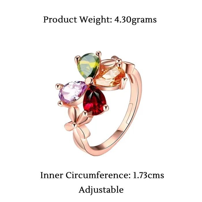 Yellow Chimes Rings Yellow Chimes Crystal Rings For Women Adjustable Ring Multicolor Swiss Cubic Zircon Crystal Ring Rose Gold Plated Finger Ring for Girls Birthday Gift For Girls Women Anniversary Gift for Wife