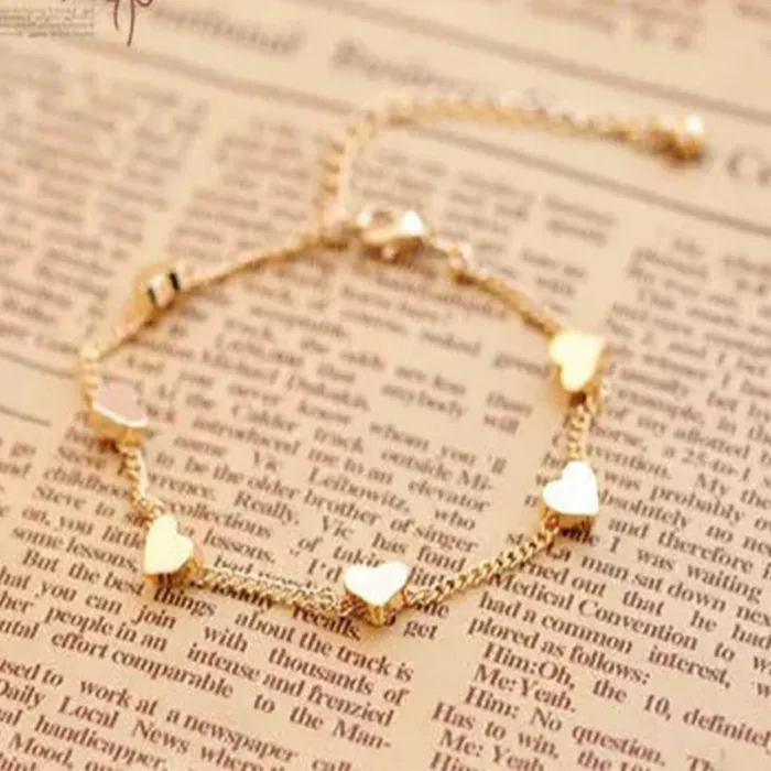 Yellow Chimes Rings Yellow Chimes Exclusive Valentine Collection Pentagram Heart Design Gold Plated Chain Bracelet for Women and Girls