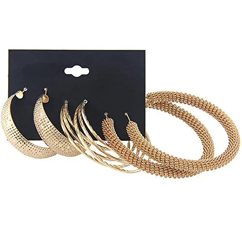 Yellow Chimes Rings Yellow Chimes Fashion Latest Combo Of 3 Pairs Gold Plated Stylish Twisted Hoop Earrings For Women And Girl