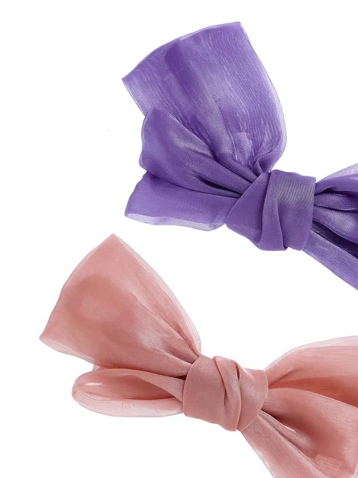 Yellow Chimes Rings Yellow Chimes Hair Clips for Women 2 Pcs Hair Clips for Girls Fabric Big Bow Hairclips Shiny Cloth Big Hair Ties Hair Accessories for Women and Girls