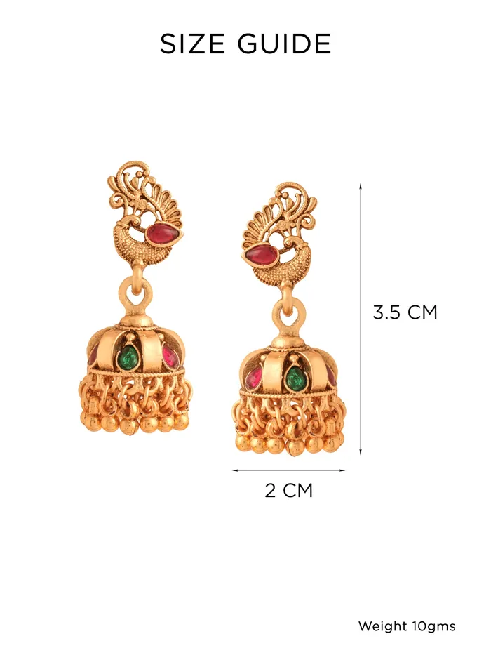 Yellow Chimes Rings Yellow Chimes Jhumka Earrings for Women Traditional Gold Plated Small Jhumki Earrings for Girls Golden Peacock Shaped Jhumkas Earrings Ethnic Accessories for Women Birthday Anniversary Gift