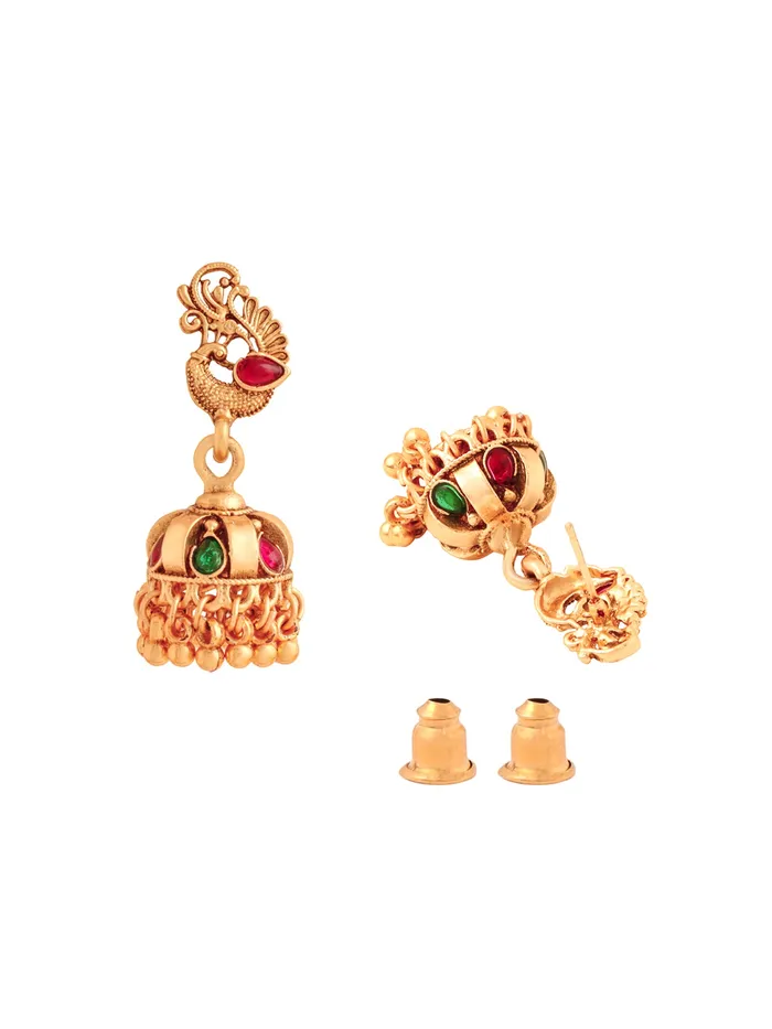 Yellow Chimes Rings Yellow Chimes Jhumka Earrings for Women Traditional Gold Plated Small Jhumki Earrings for Girls Golden Peacock Shaped Jhumkas Earrings Ethnic Accessories for Women Birthday Anniversary Gift