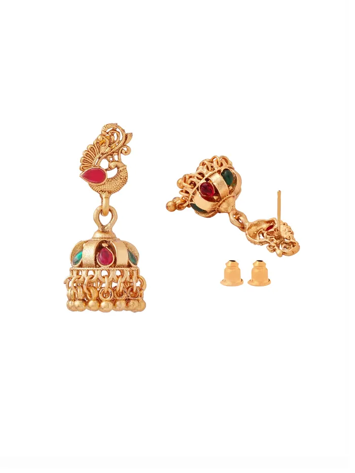 Yellow Chimes Rings Yellow Chimes Jhumka Earrings for Women Traditional Gold Plated Small Jhumki Earrings for Girls Golden Peacock Shaped Jhumkas Earrings Ethnic Accessories for Women Birthday Anniversary Gift