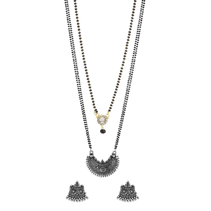 Yellow Chimes Rings Yellow Chimes Mangalsutra For Women Combo of 2 Pcs Oxidised Kolhapuri Maangalsutra Beaded Charm Maangalsutra with Earring Set For Women Yellow Chimes Rings Yellow Chimes Mangalsutra For Women Combo of 2 Pcs Oxidised Kolhapuri Maangalsutra Beaded Charm Maangalsutra with Earring Set For Women