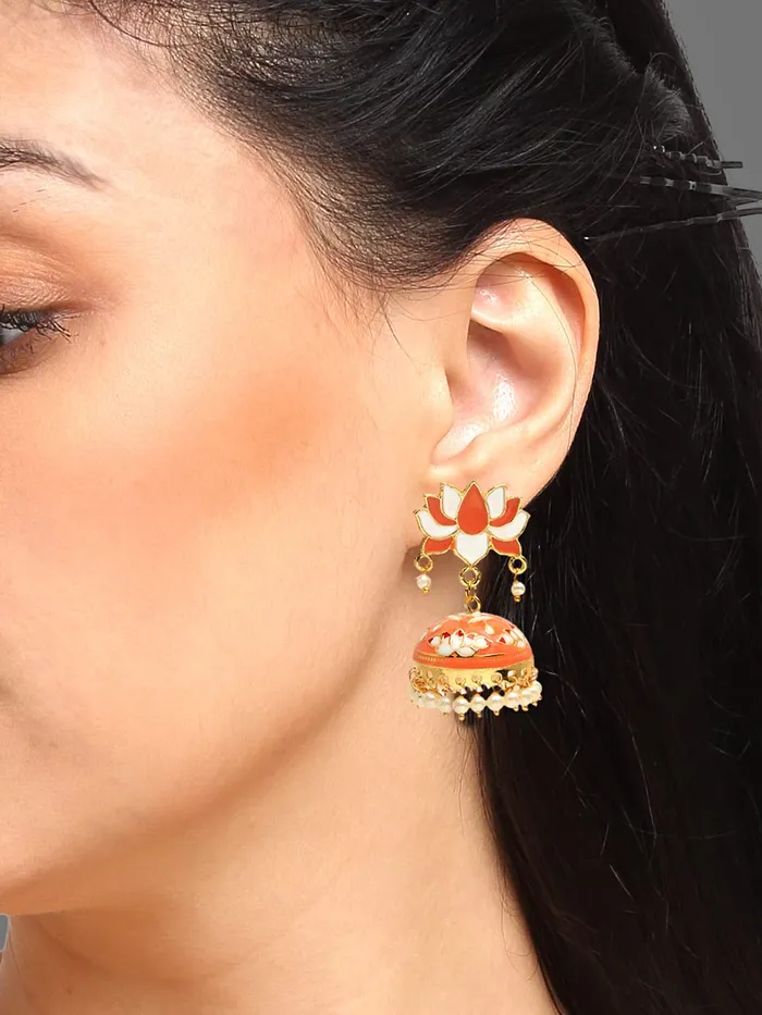 Yellow Chimes Rings Yellow Chimes Meenakari Earrings for women Meenakari Handcrafted Jaipur Rajasthani Style Traditional Gold Plated JhumkaJhumki Earrings for Women and Girls ME 5