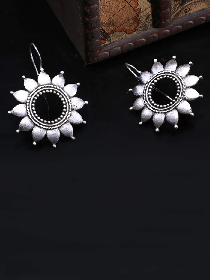 Yellow Chimes Rings Yellow Chimes Silver Oxidized Earrings Traditional Antique German Silver Drop Earrings for Women and Girls