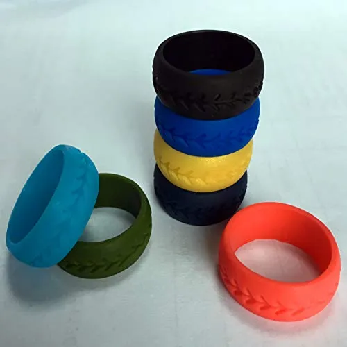 Yellow Chimes Rings Yellow Chimes Trendy Multicolor Combo of 7 Pcs Sports Gym Flexible Silicone Finger Band Rings for Women Man Unisex