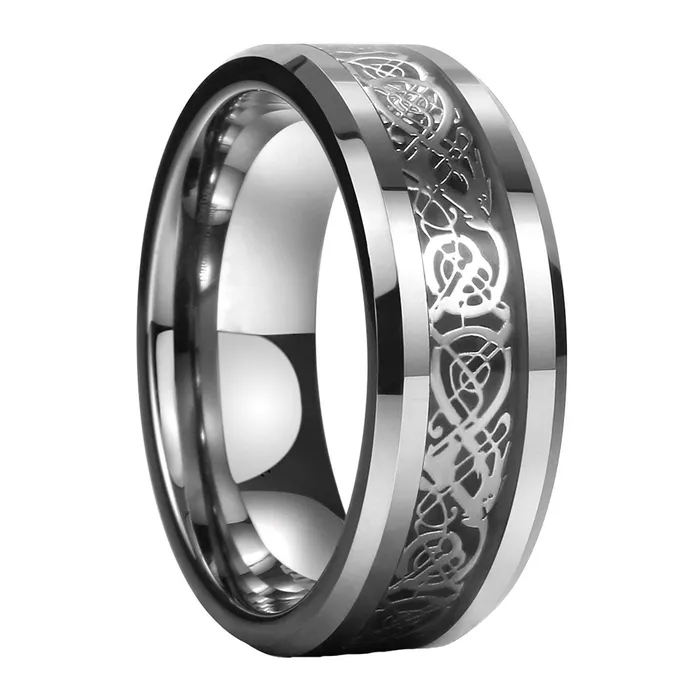 Yellow Chimes Silver Rings For Men Pack of 1 Stainless Steel Men Ring Dragon Celtic Design Silver Finger Ring for Boys Ideal Gift For Men and Boys Yellow Chimes Rings