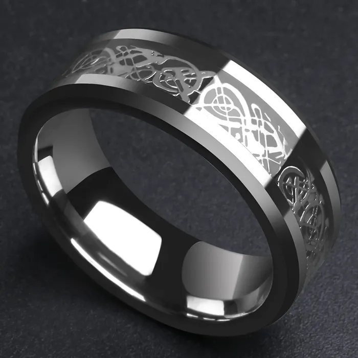 Yellow Chimes Silver Rings For Men Pack of 1 Stainless Steel Men Ring Dragon Celtic Design Silver Finger Ring for Boys Ideal Gift For Men and Boys Yellow Chimes Rings