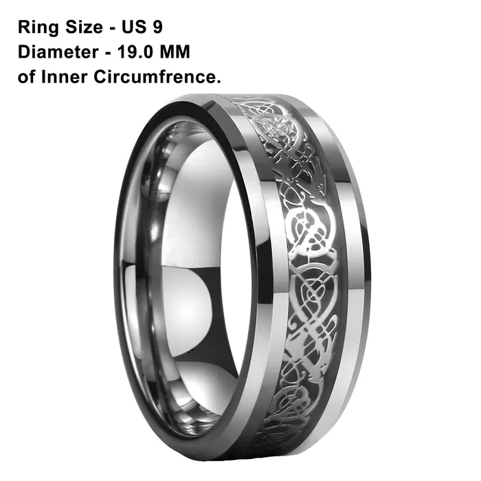 Yellow Chimes Silver Rings For Men Pack of 1 Stainless Steel Men Ring Dragon Celtic Design Silver Finger Ring for Boys Ideal Gift For Men and Boys Yellow Chimes Rings