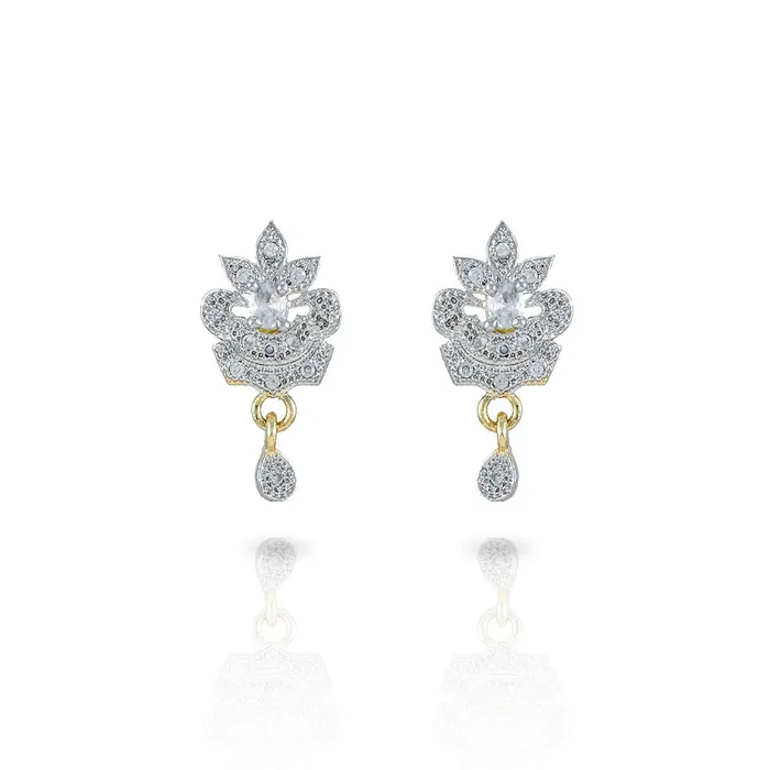 Yellow Chimes Sparkling ADAmerican Diamond Studded Ethnic Traditional Black Beads Designer Dual Peacock Mangalsutra Pendant Set with Earrings for Women Yellow Chimes Earrings