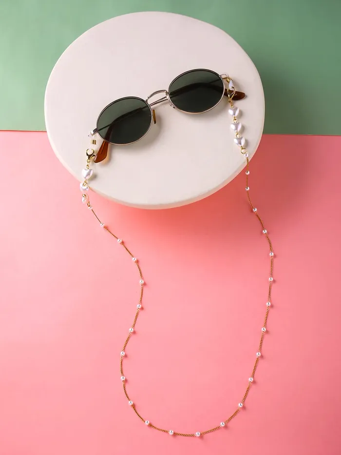 Yellow Chimes Sunglasses Chain for Women Eyeglasses Chain Multicolor Beadded Face Mask Chains Sunglasses AccessoriesSunglasses Lanyard for Girls and Women Model6 Yellow Chimes Necklaces