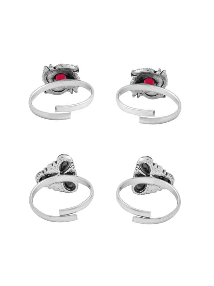 Yellow Chimes Toe Rings Set for Women Oxidised Silver Toe Ring Set of 3 Pairs Toe Rings for Women and GirlsAdjustable Toe Ring Yellow Chimes Earrings