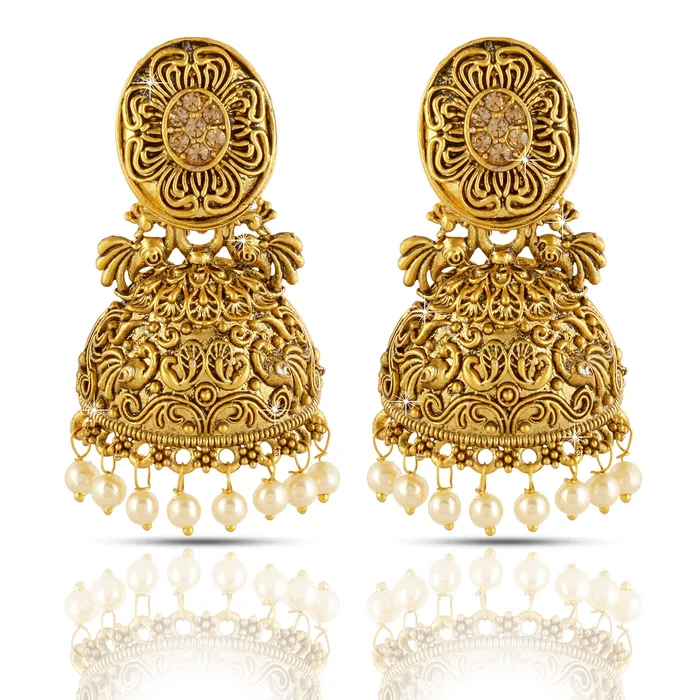 Yellow Chimes Traditional JhumkaJhumki Earrings Temple Jewellery Oxidized Matte Gold Plated Artistic Crafted Pecock Designer Pearl Party Wear Earrings for Womens Girls Yellow Chimes Earrings Yellow Chimes Traditional JhumkaJhumki Earrings Temple Jewellery Oxidized Matte Gold Plated Artistic Crafted Pecock Designer Pearl Party Wear Earrings for Womens Girls Yellow Chimes Earrings