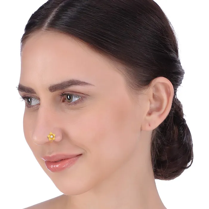Yellow Chimes Traditional Kundan Studded Stylish Gold Plated Nosepins for Women Girls Yellow Chimes Bracelets