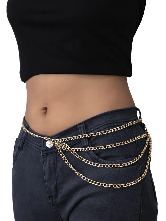 Yellow Chimes Waist Chain for Women and Girls Fashion Hip Chain for Women Gold Toned Multilayered Belly Chain Birthday Gift for girls and women Yellow Chimes Rings
