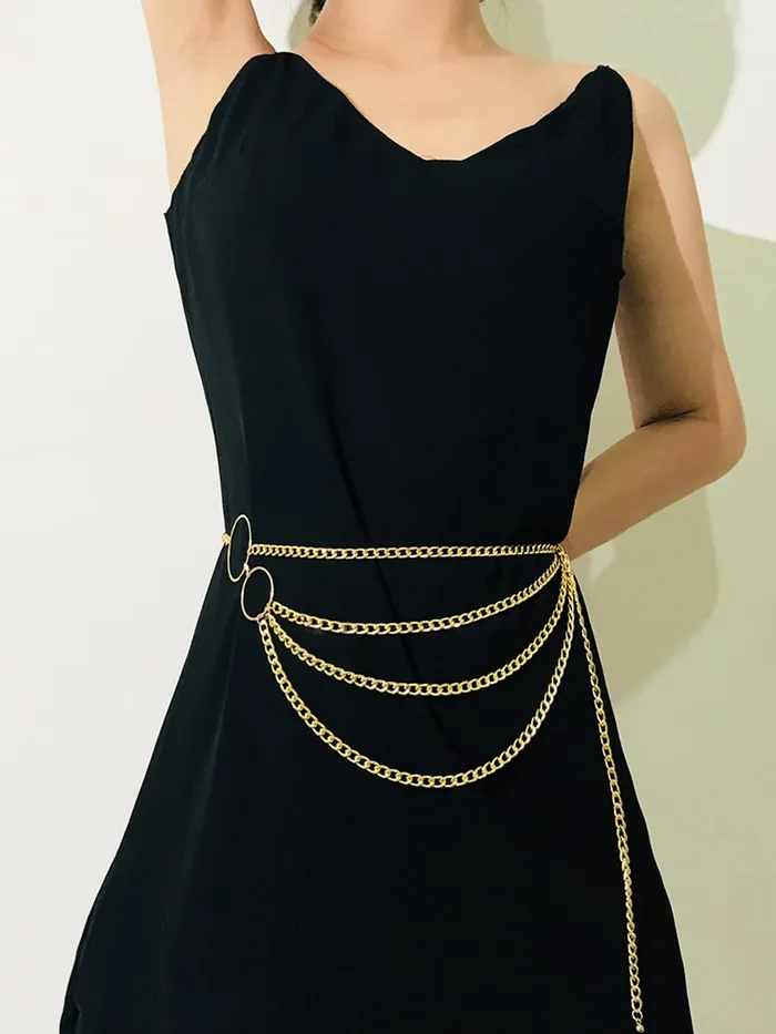 Yellow Chimes Waist Chain for Women and Girls Fashion Hip Chain for Women Gold Toned Multilayered Belly Chain Birthday Gift for girls and women Yellow Chimes Rings