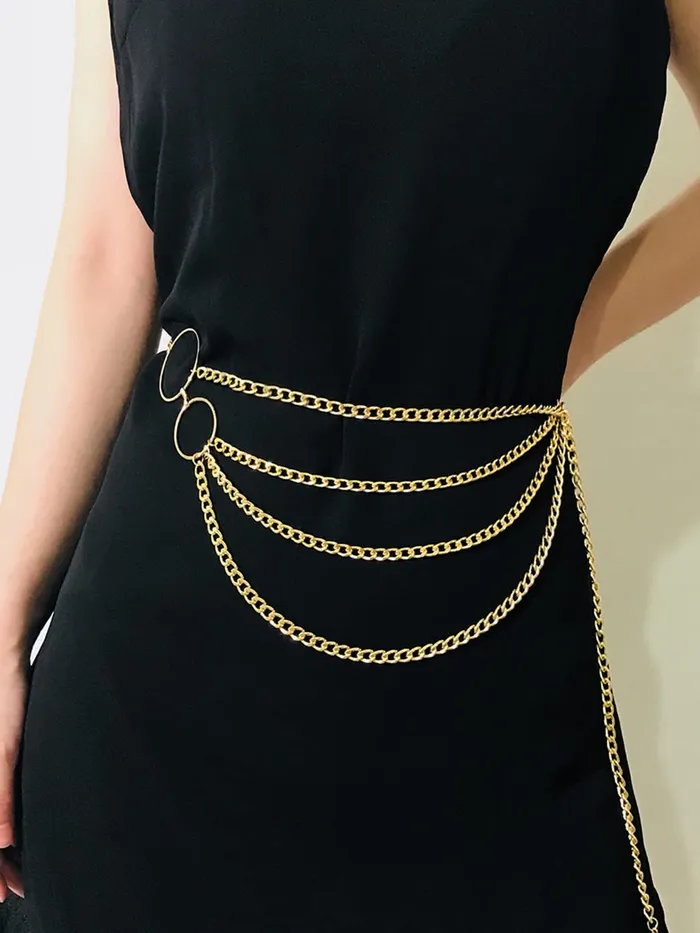 Yellow Chimes Waist Chain for Women and Girls Fashion Hip Chain for Women Gold Toned Multilayered Belly Chain Birthday Gift for girls and women Yellow Chimes Rings