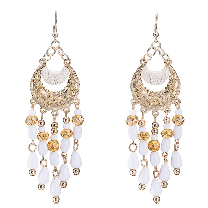 Yellow Chimes White Beads Dangle Earrings for Women and Girls Yellow Chimes Necklaces Yellow Chimes White Beads Dangle Earrings for Women and Girls Yellow Chimes Necklaces