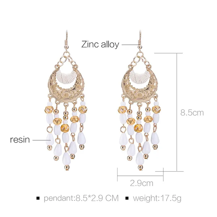 Yellow Chimes White Beads Dangle Earrings for Women and Girls Yellow Chimes Necklaces