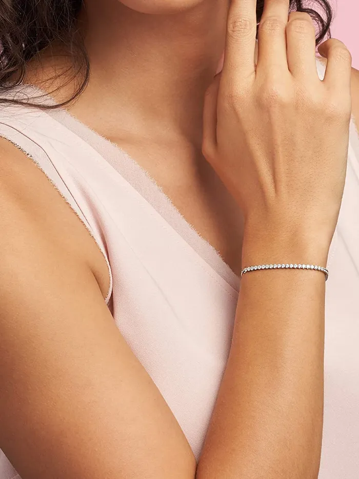 Yellow Chimes Women Crystal Bracelets Silver Toned Bracelets For Women White CZ Crystals Bracelet For Woman Birthday Gift for Girls Women Anniversary Gift for Wife Yellow Chimes Bracelets