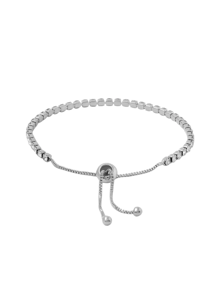 Yellow Chimes Women Crystal Bracelets Silver Toned Bracelets For Women White CZ Crystals Bracelet For Woman Birthday Gift for Girls Women Anniversary Gift for Wife Yellow Chimes Bracelets