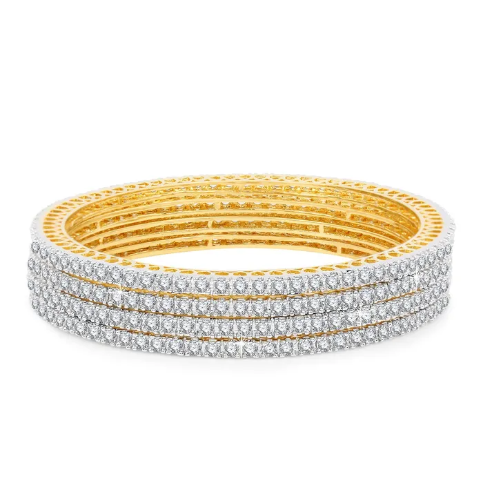 Yellow Chimes Yellow Chimes American Diamond Bangles for Women Rose Gold Plated 4 PCs High Grade Authentic White AD Jewellery Bangles Set for Women and Girls Necklaces Yellow Chimes Yellow Chimes American Diamond Bangles for Women Rose Gold Plated 4 PCs High Grade Authentic White AD Jewellery Bangles Set for Women and Girls Necklaces
