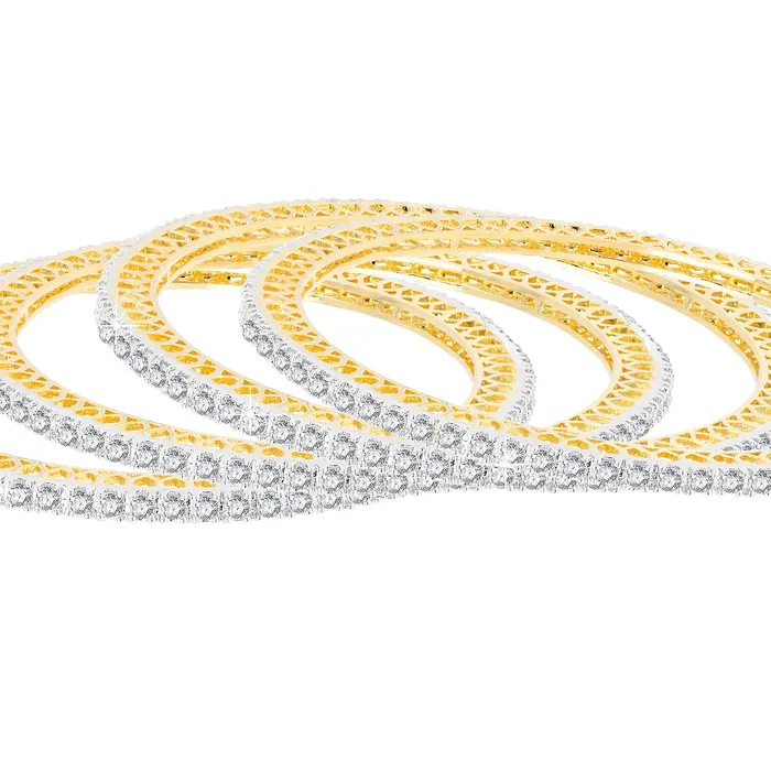 Yellow Chimes Yellow Chimes American Diamond Bangles for Women Rose Gold Plated 4 PCs High Grade Authentic White AD Jewellery Bangles Set for Women and Girls Necklaces