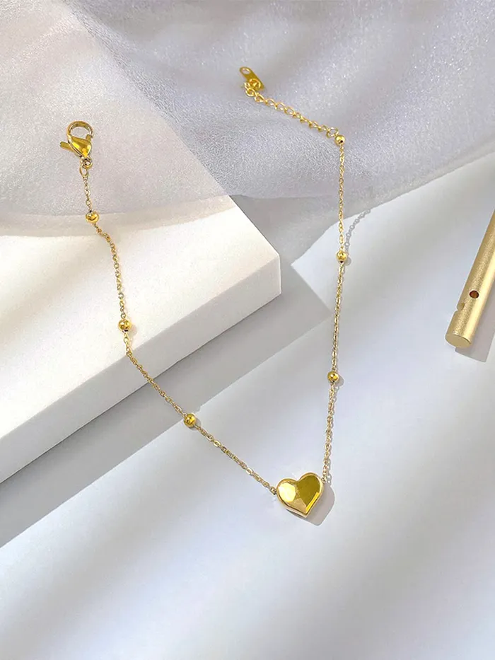 Yellow Chimes Yellow Chimes Anklets for Women Rose GoldPlated Stainless Steel Heartbeat Charm Anklet For Women and Girls Valentine Gift for Girls Earrings