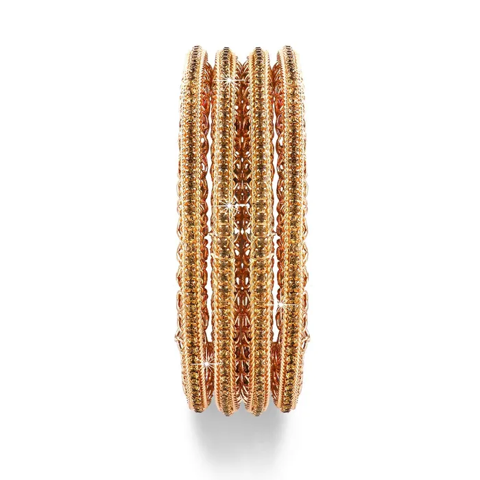 Yellow Chimes Yellow Chimes Antique Classic Look Studded Crystal Beads Gold Plated 4 Pcs Traditional Bangles Set for Women and Girls 26 Necklaces