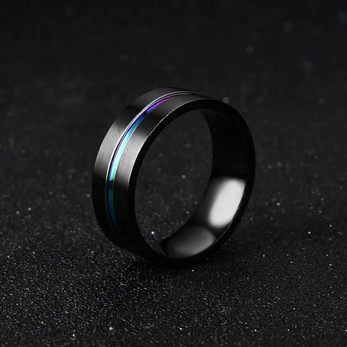 Yellow Chimes Yellow Chimes Black Rings For Men Pack of 1 Stainless Steel Men Ring Grooved Center Design Black Finger Ring for Boys Ideal Gift For Men and Boys Earrings