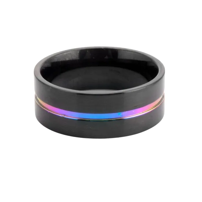 Yellow Chimes Yellow Chimes Black Rings For Men Pack of 1 Stainless Steel Men Ring Grooved Center Design Black Finger Ring for Boys Ideal Gift For Men and Boys Earrings